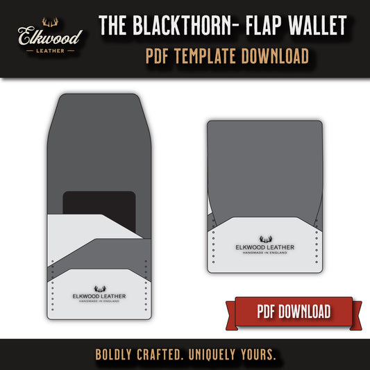3d computer render card wallet - Elkwood Leather - The Blackthorn Cardholder wallet digital download pdf template DIY Pattern