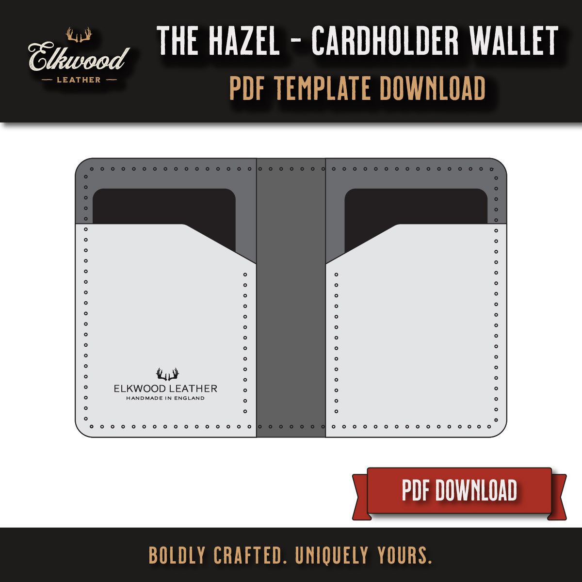 Elkwood Leather - The Hazel Cardholder wallet digital download pdf template