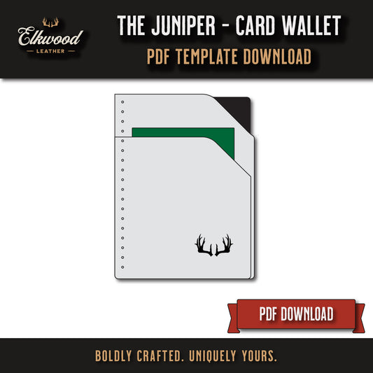 Computer image of a leather cardholder wallet - Elkwood Leather - The Juniper Cardholder wallet digital download pdf template
