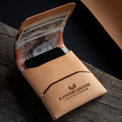 EDC wallet in natural vegetable tanned leather - full length cash wallet - everyday carry wallet - flap wallet