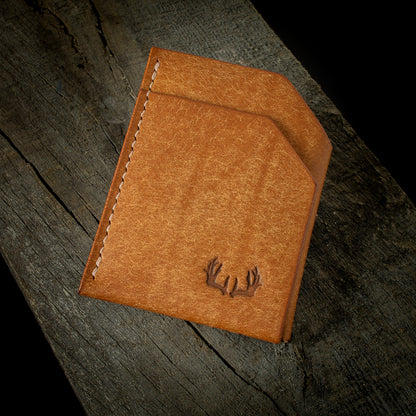 PDF TEMPLATE - Folded handmade leather edc wallet with contrasting stitching made from Pueblo leather by Badalassi - Cognac