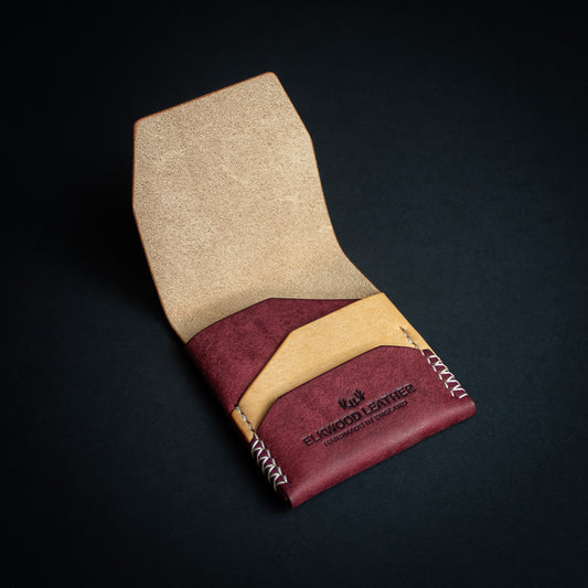 Leahter flap edc wallet in red/natural leather - Bone & Mosto Pueblo - Elmwood leather wallet
