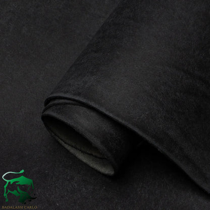 Black vegetable tanned leather roll - Badalassi Carlo Pueblo Nero Leather