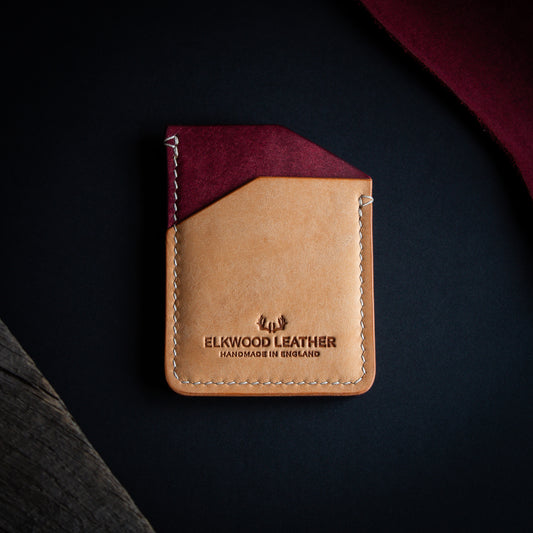The Maple minimalist cardholder handmade wallet - Bone and Mosto Pueblo fullgrain leather