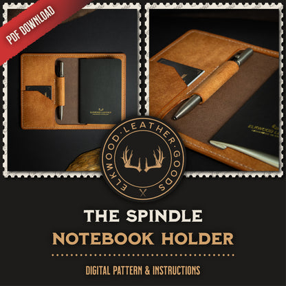 The Spindle notebook holder patter - leather travel wallet template - Cardholder wallet PDF template pattern download